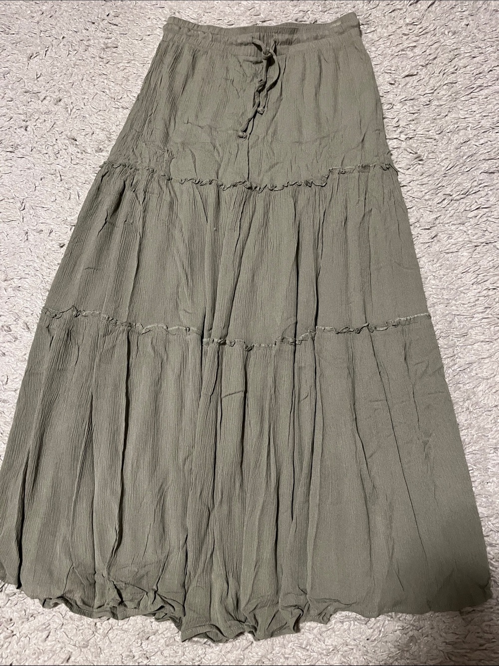Forever 21 Olive Tiered Maxi Skirt